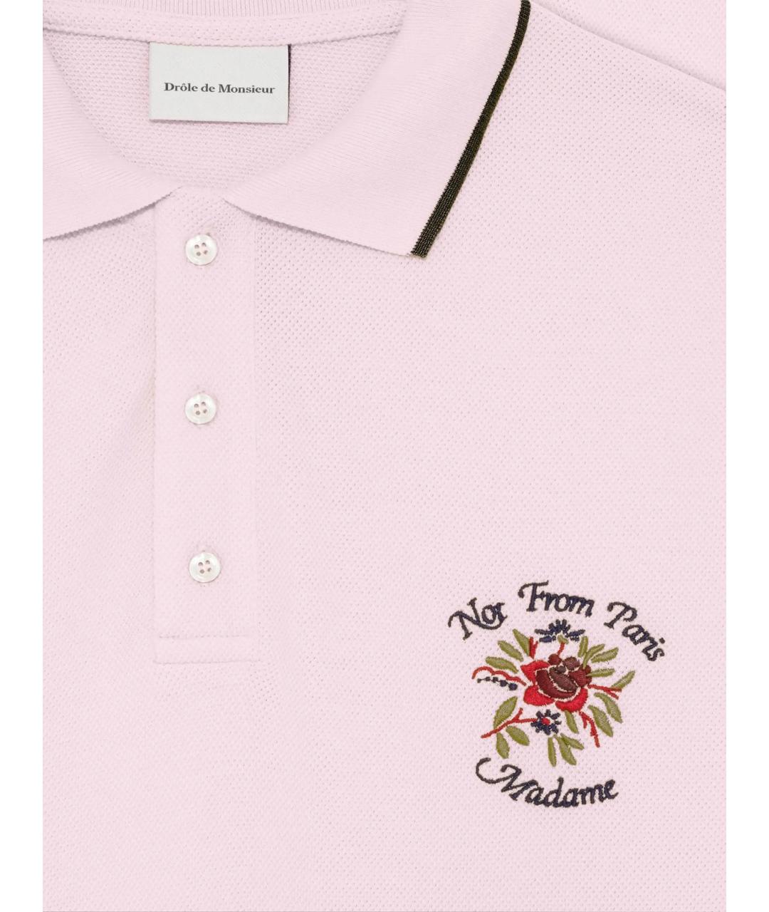 Drole de Monsieur Розовое хлопковое поло с коротким рукавом, фото 2