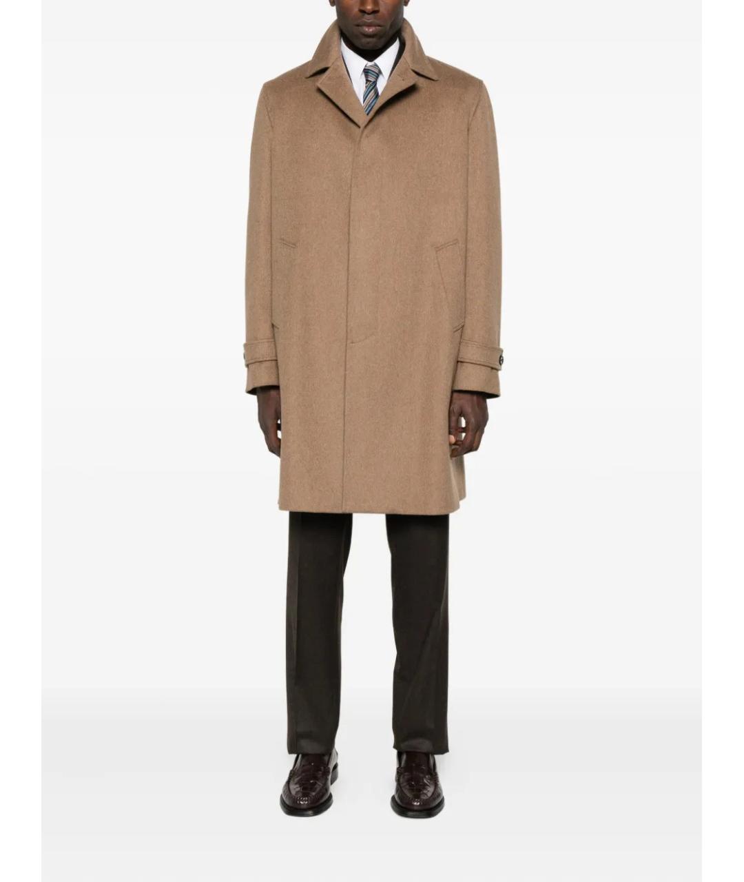 LARDINI Коричневое шерстяное пальто, фото 2