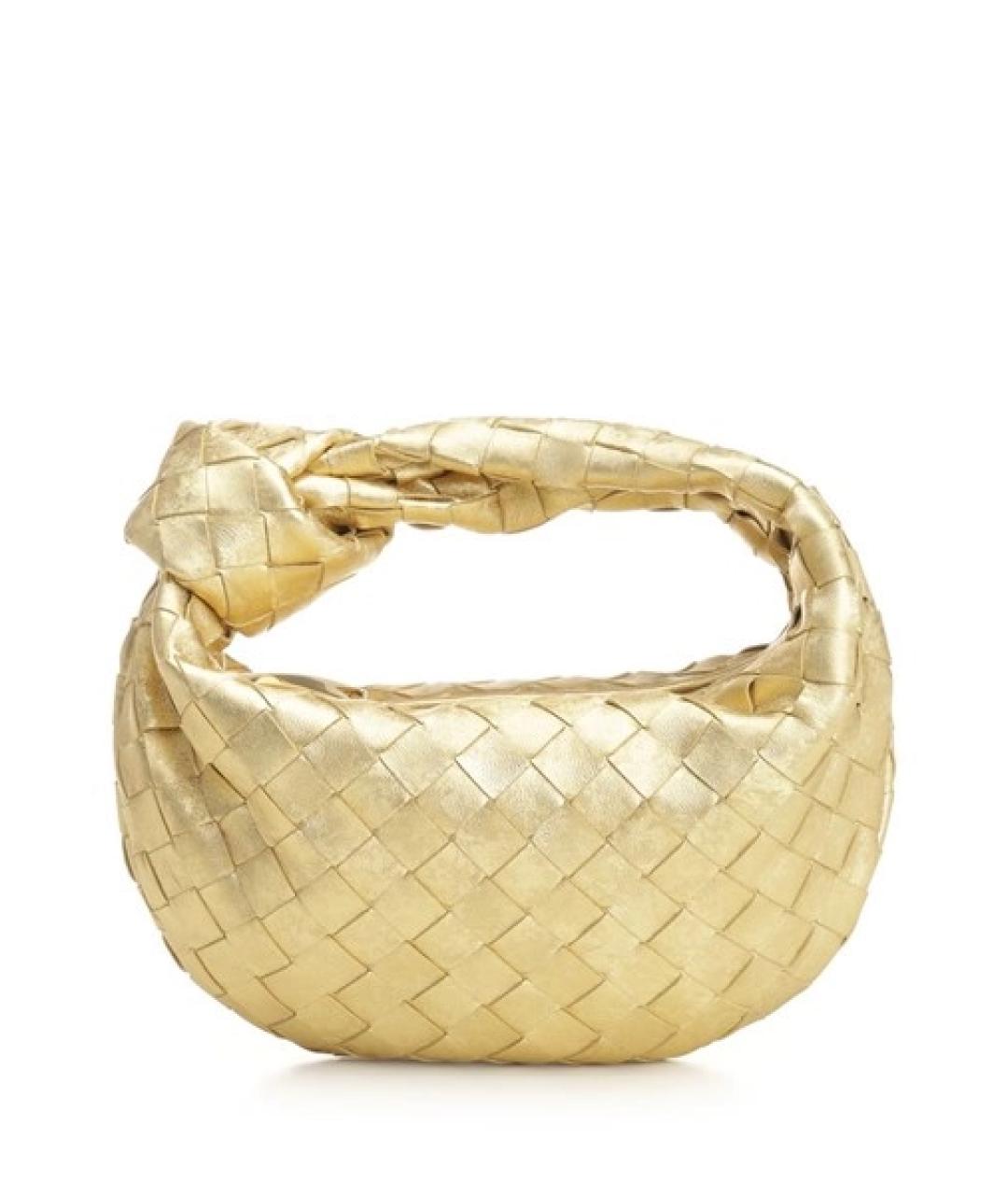 BOTTEGA VENETA Золотая кожаная сумка с короткими ручками, фото 1