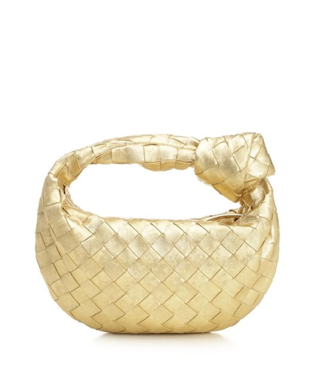 BOTTEGA VENETA Золотая кожаная сумка с короткими ручками, фото 3