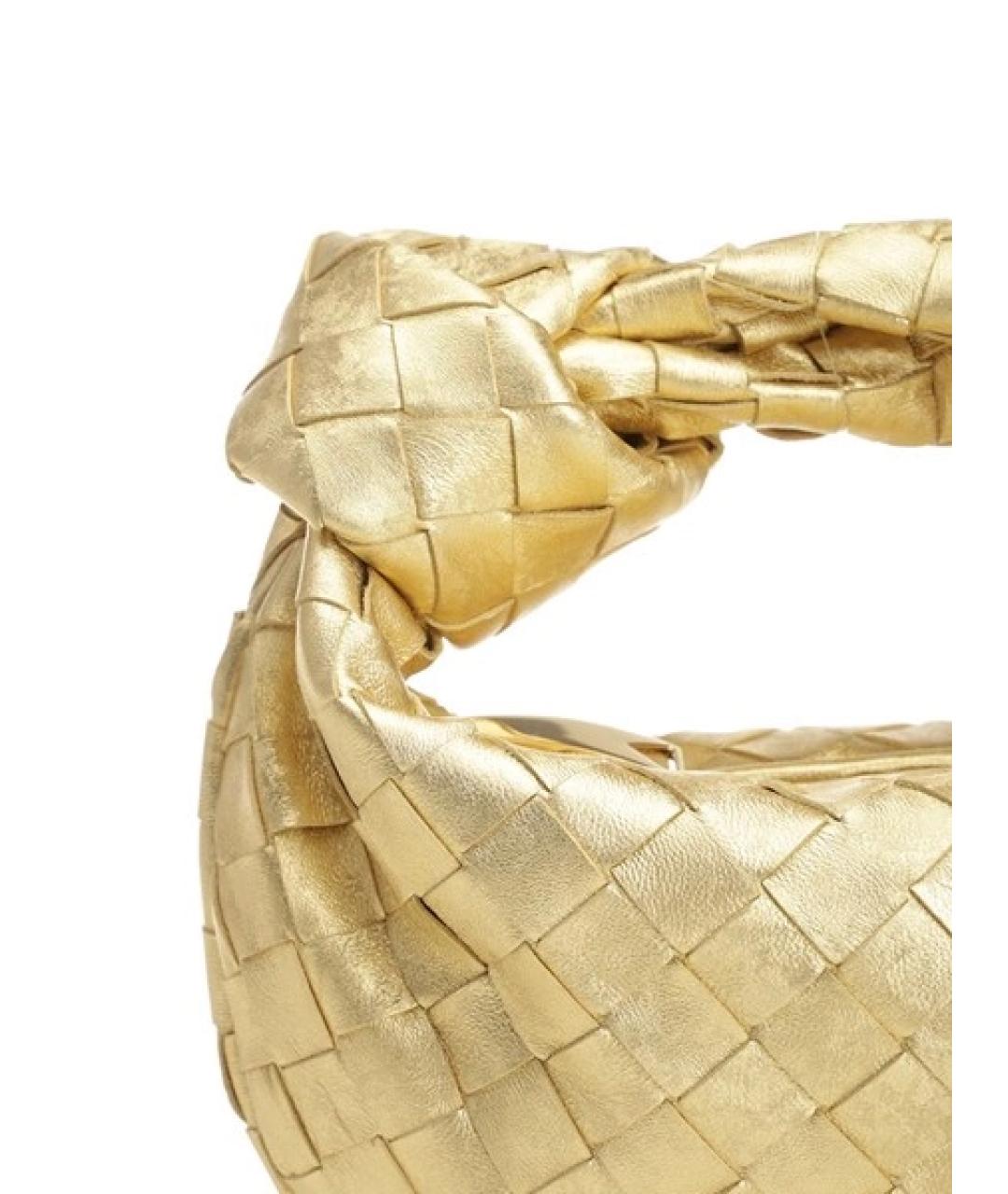 BOTTEGA VENETA Золотая кожаная сумка с короткими ручками, фото 5