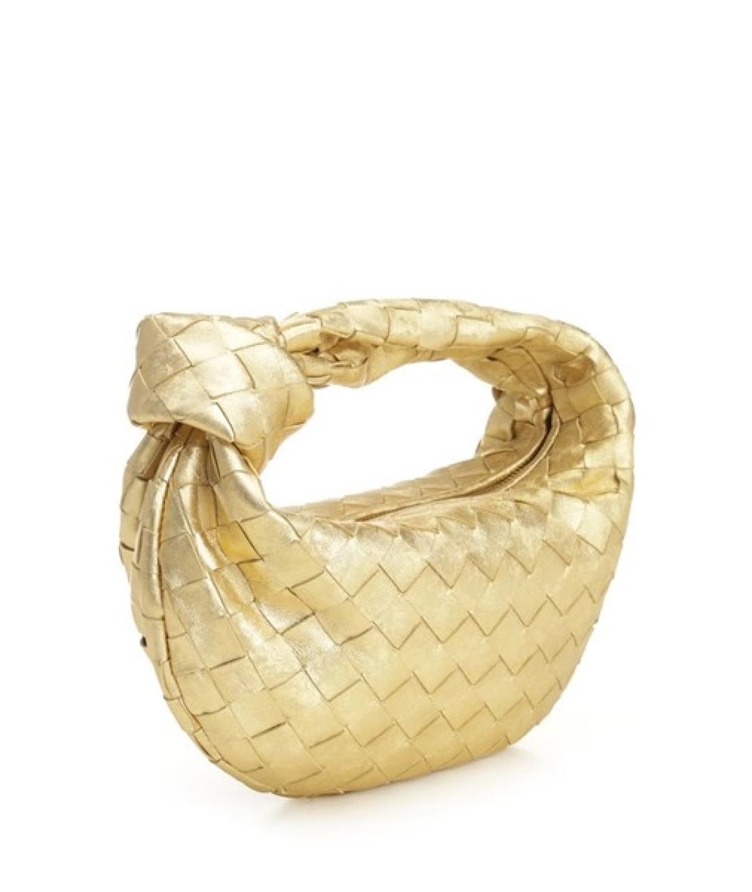 BOTTEGA VENETA Золотая кожаная сумка с короткими ручками, фото 2