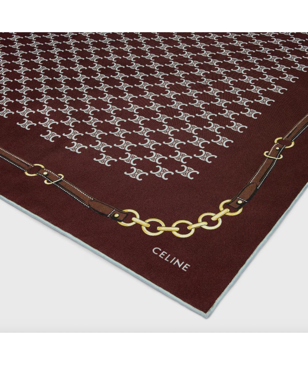 CELINE Коричневый шелковый платок, фото 2