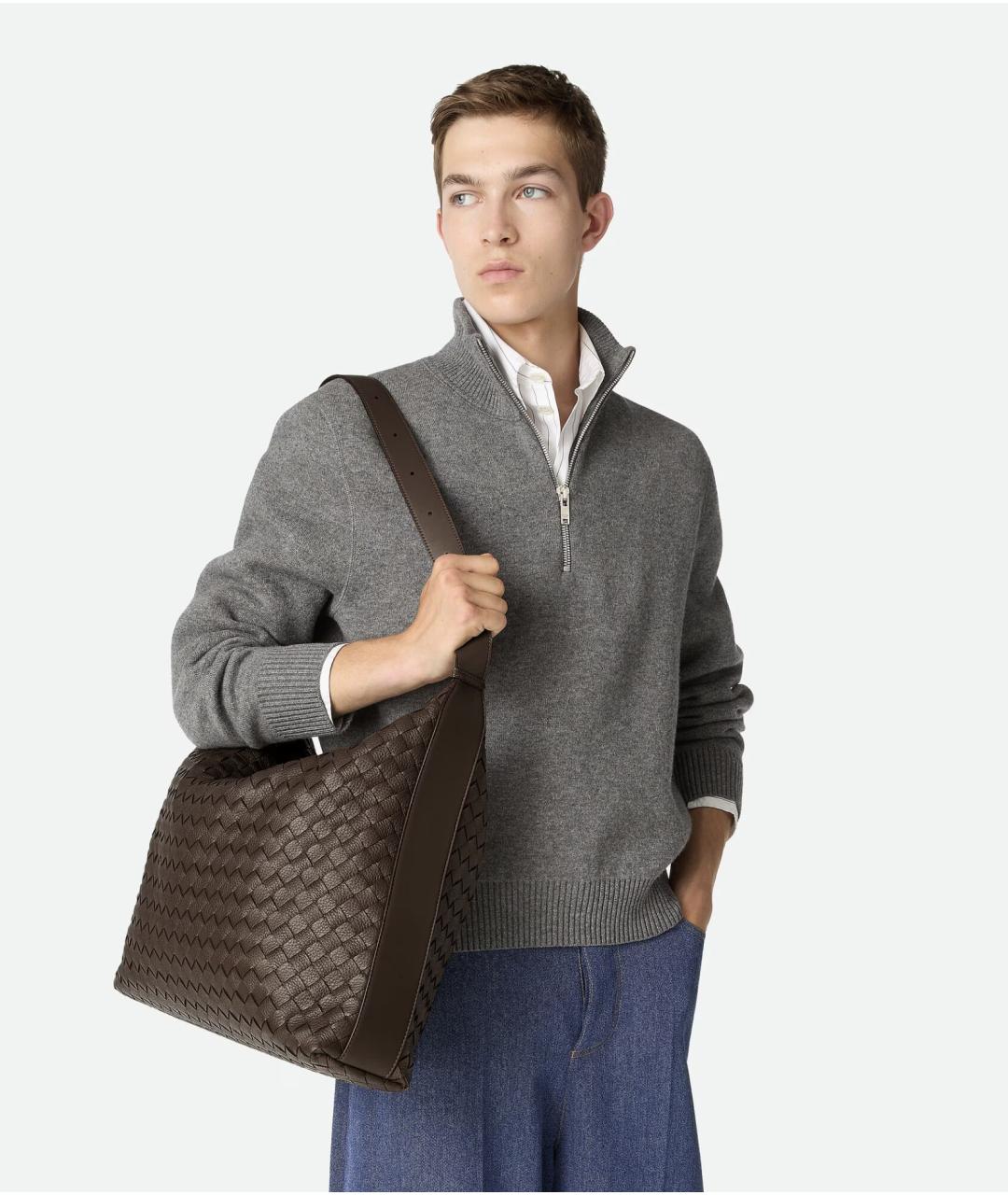 BOTTEGA VENETA Коричневая кожаная сумка на плечо, фото 2