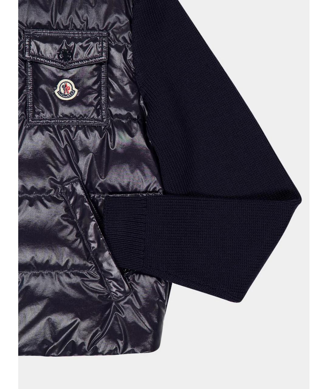 MONCLER Темно-синий шерстяной кардиган, фото 3