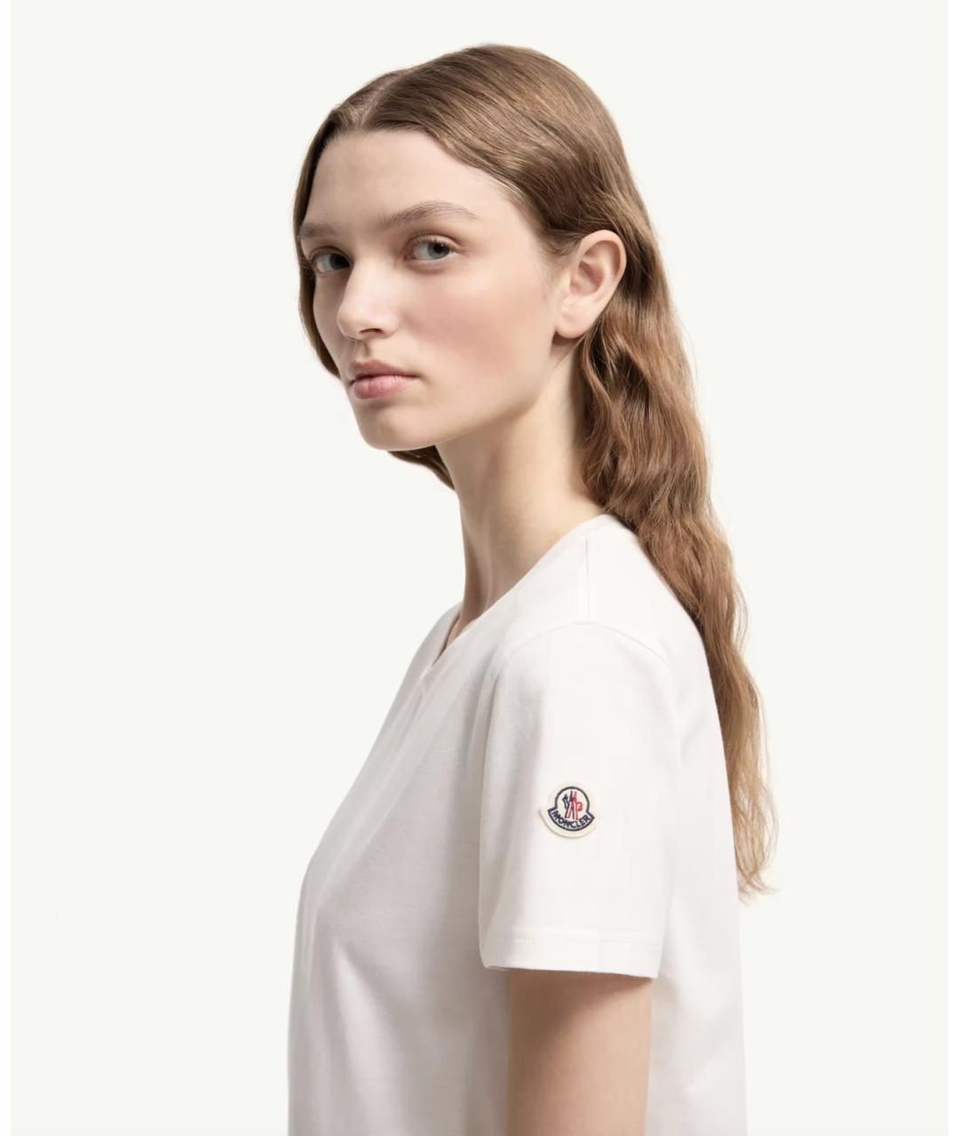 MONCLER Бежевая хлопковая футболка, фото 3