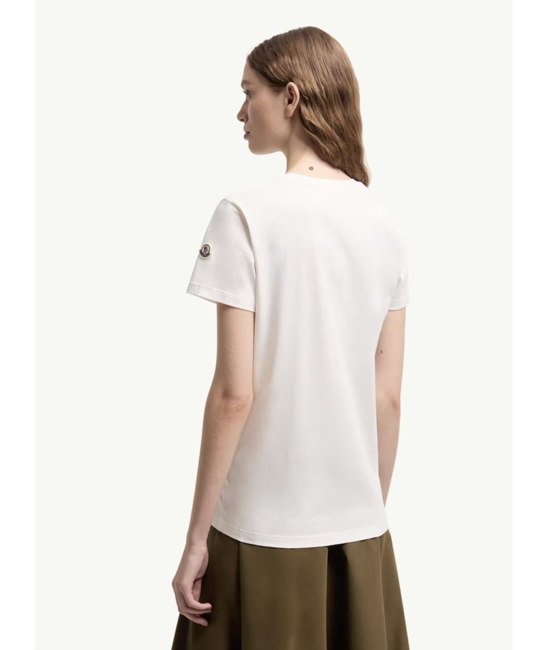 MONCLER Бежевая хлопковая футболка, фото 5