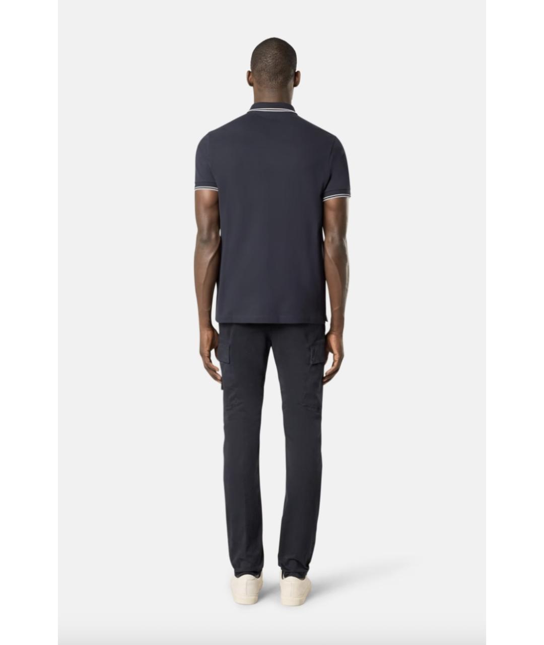 STONE ISLAND Темно-синее хлопковое поло с коротким рукавом, фото 4