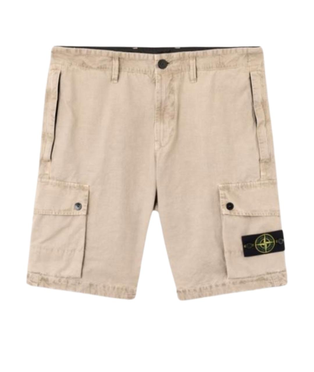 STONE ISLAND Бежевые хлопковые шорты, фото 1