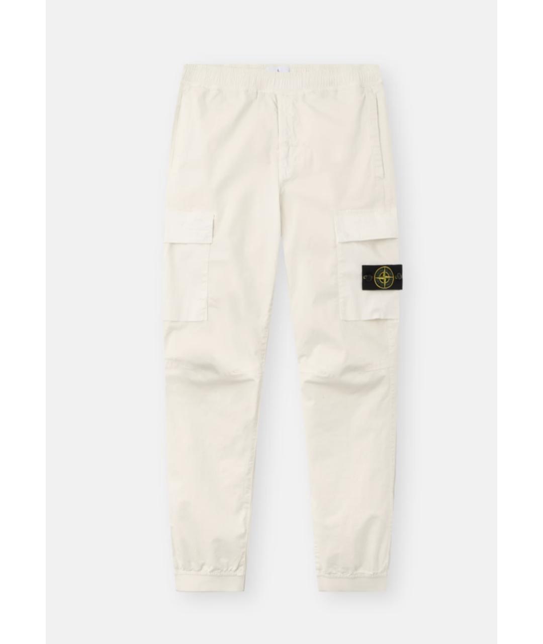 STONE ISLAND Бежевые хлопко-эластановые повседневные брюки, фото 6