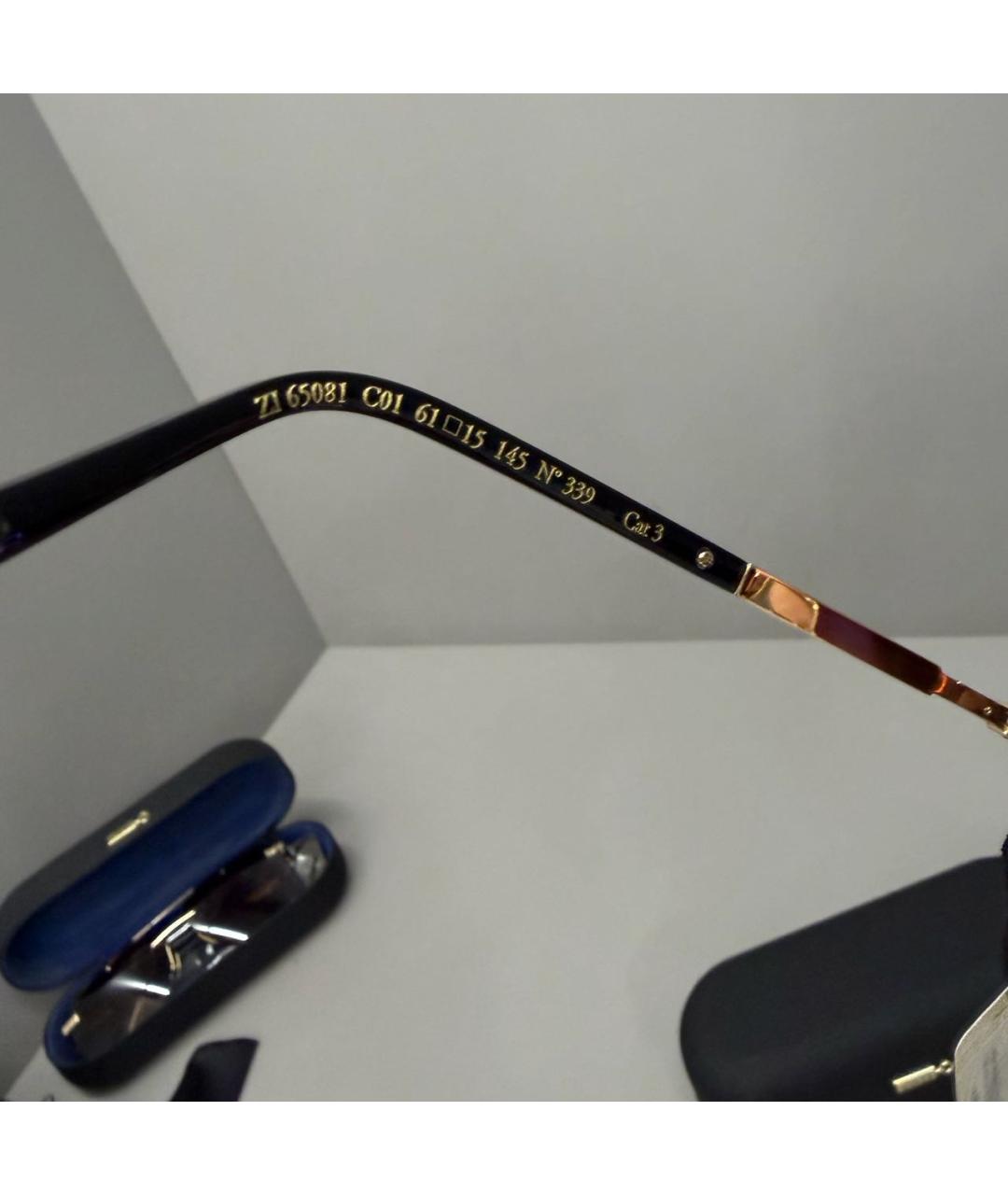 ZILLI Коричневые металлические солнцезащитные очки, фото 7