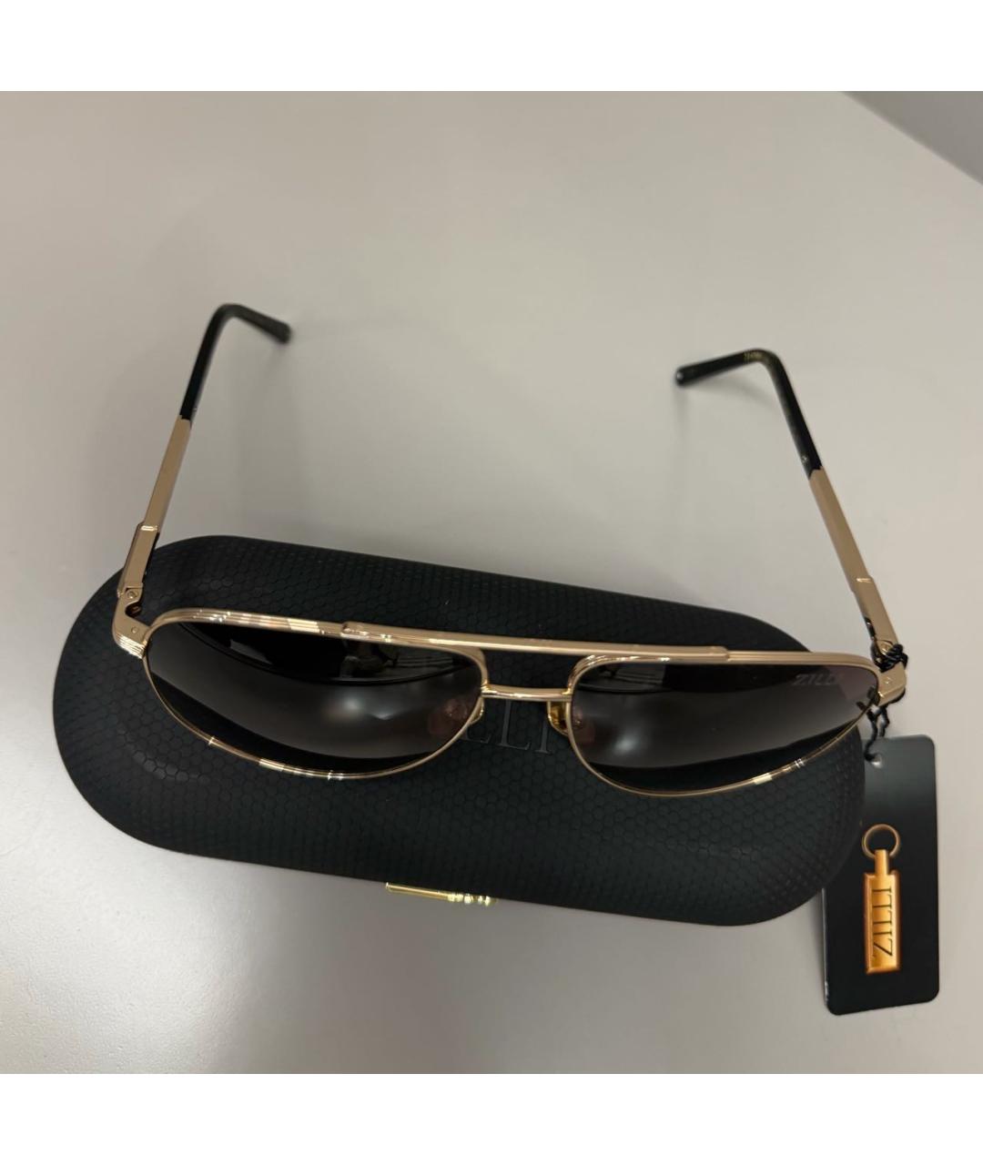 ZILLI Коричневые металлические солнцезащитные очки, фото 5