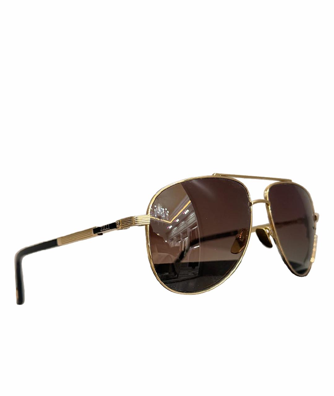 ZILLI Коричневые металлические солнцезащитные очки, фото 1