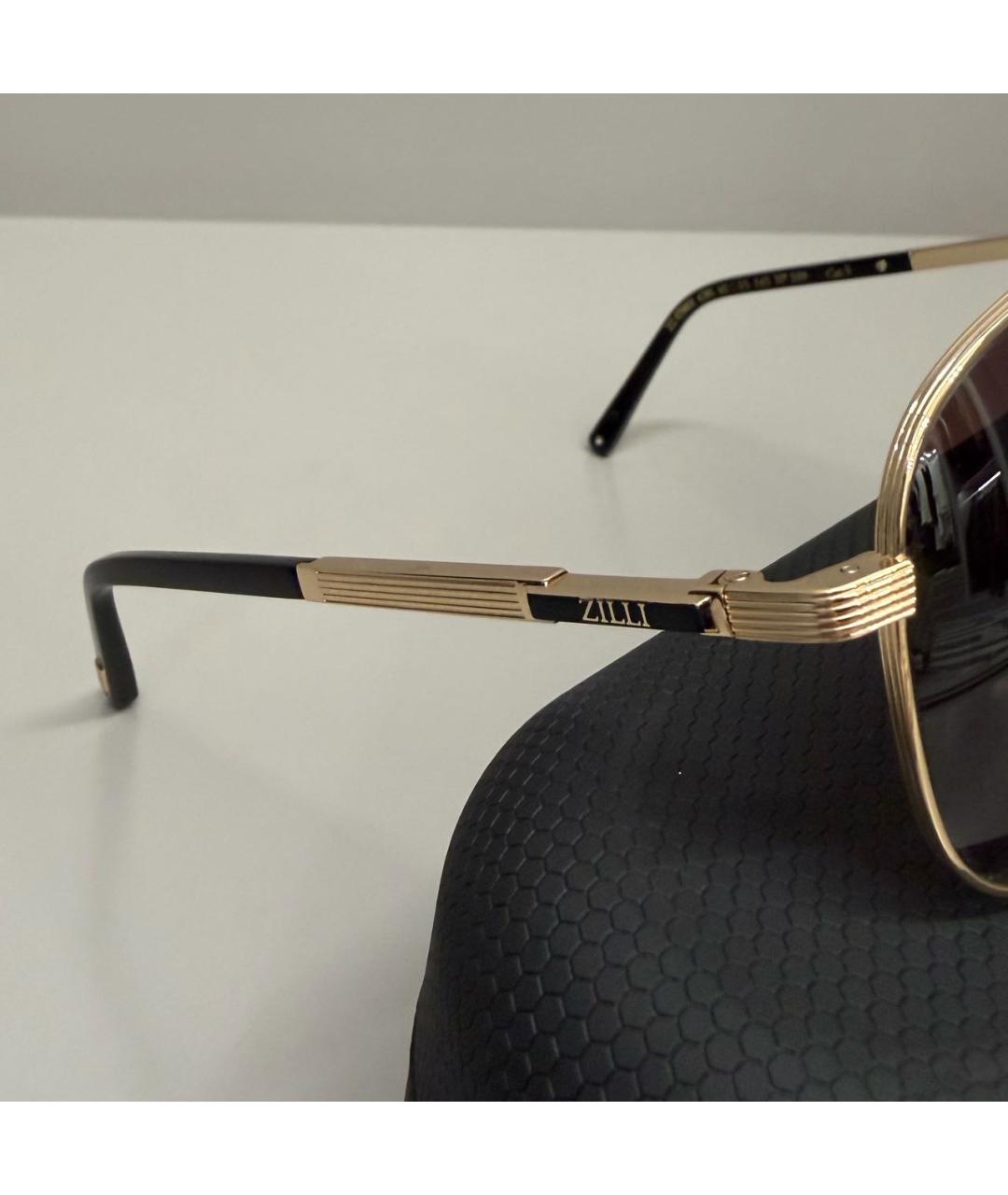 ZILLI Коричневые металлические солнцезащитные очки, фото 4