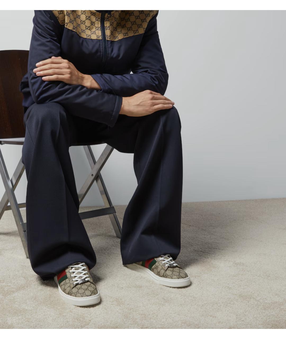 GUCCI Бежевые низкие кроссовки / кеды, фото 3