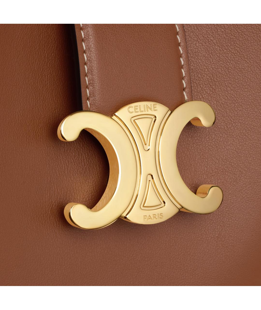 CELINE Коричневая кожаная сумка через плечо, фото 5