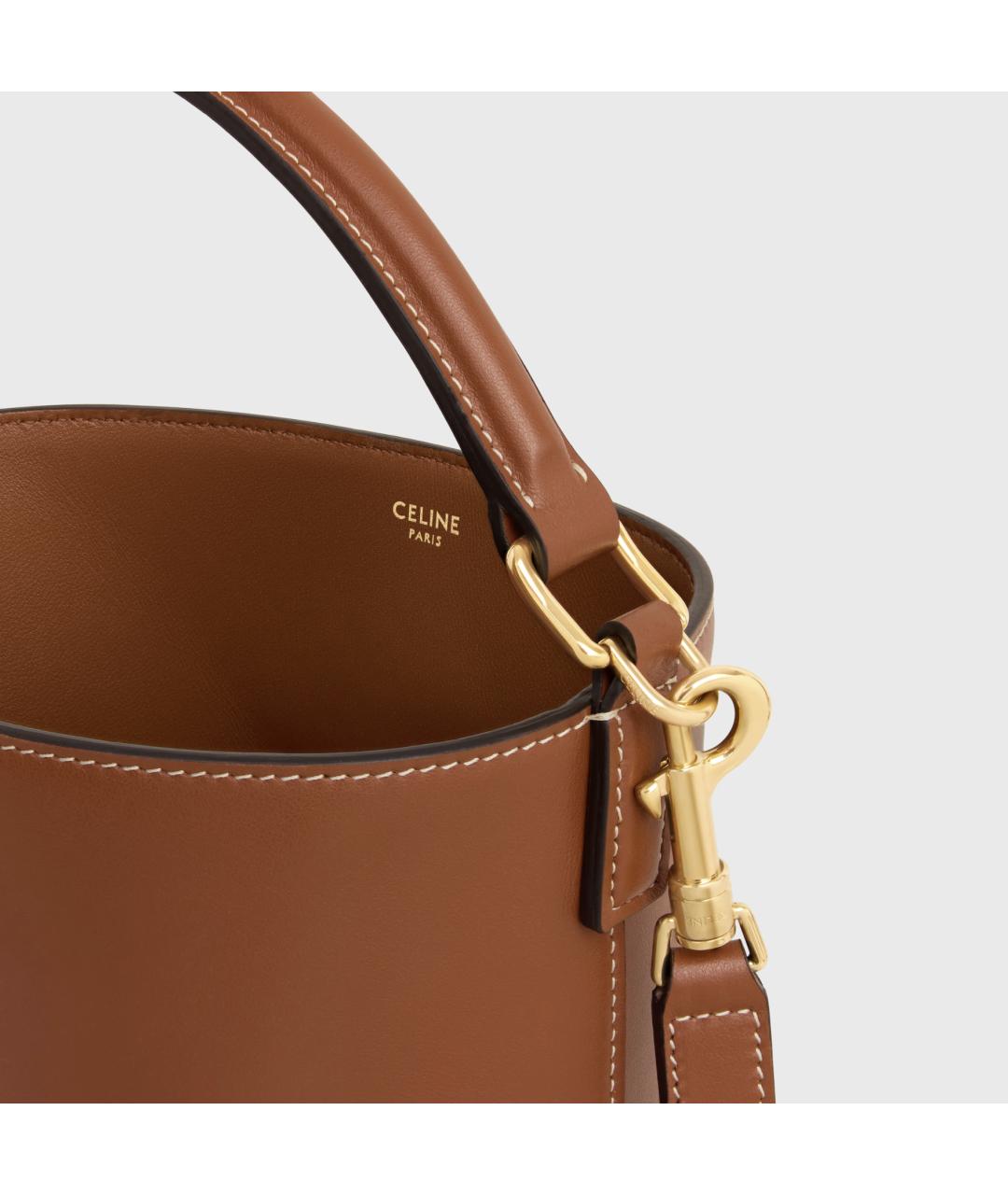 CELINE Коричневая кожаная сумка через плечо, фото 4
