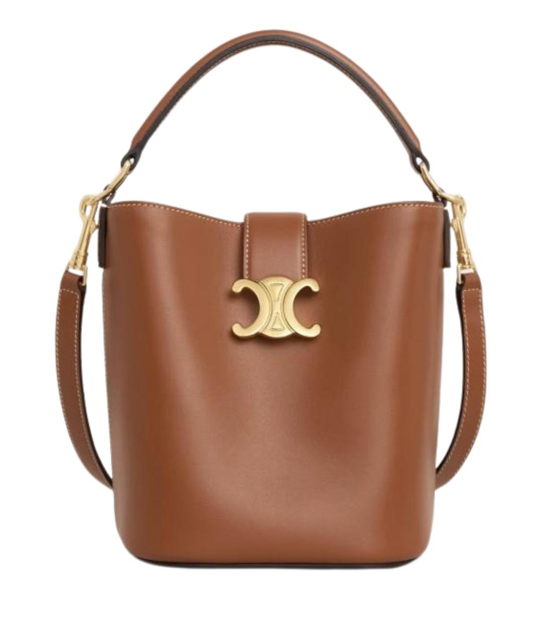 CELINE Коричневая кожаная сумка через плечо, фото 1