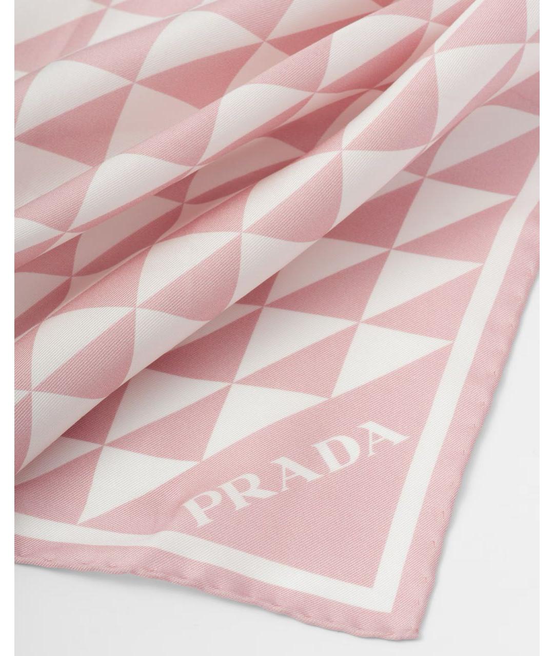 PRADA Розовый шелковый шарф, фото 2