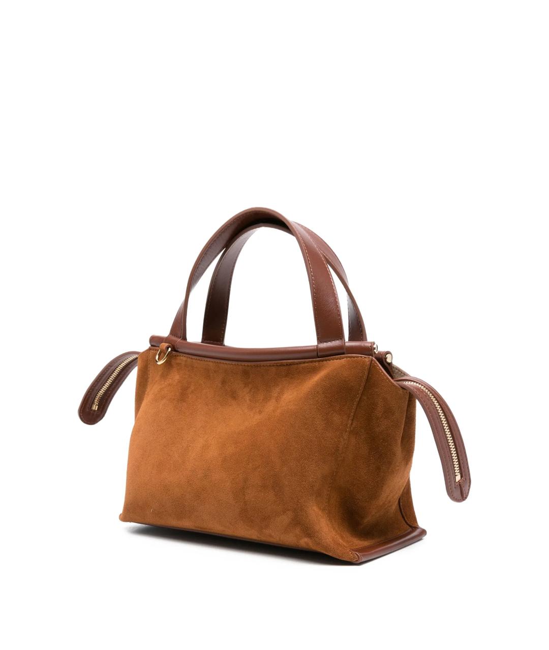 WANDLER Коричневая замшевая сумка с короткими ручками, фото 3