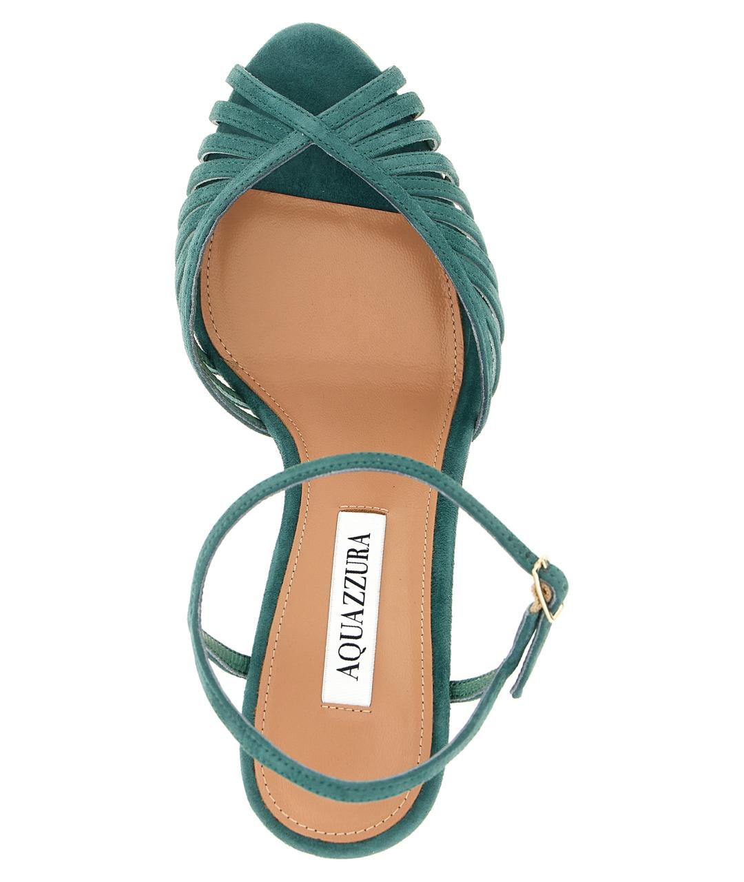 AQUAZZURA Зеленые замшевые босоножки, фото 4