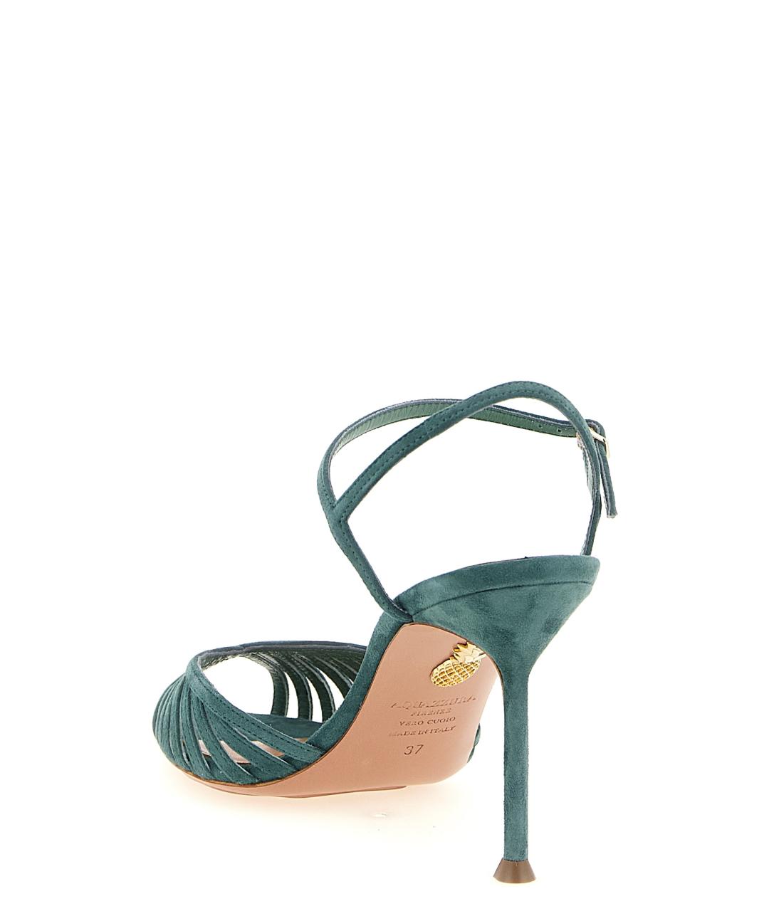 AQUAZZURA Зеленые замшевые босоножки, фото 3