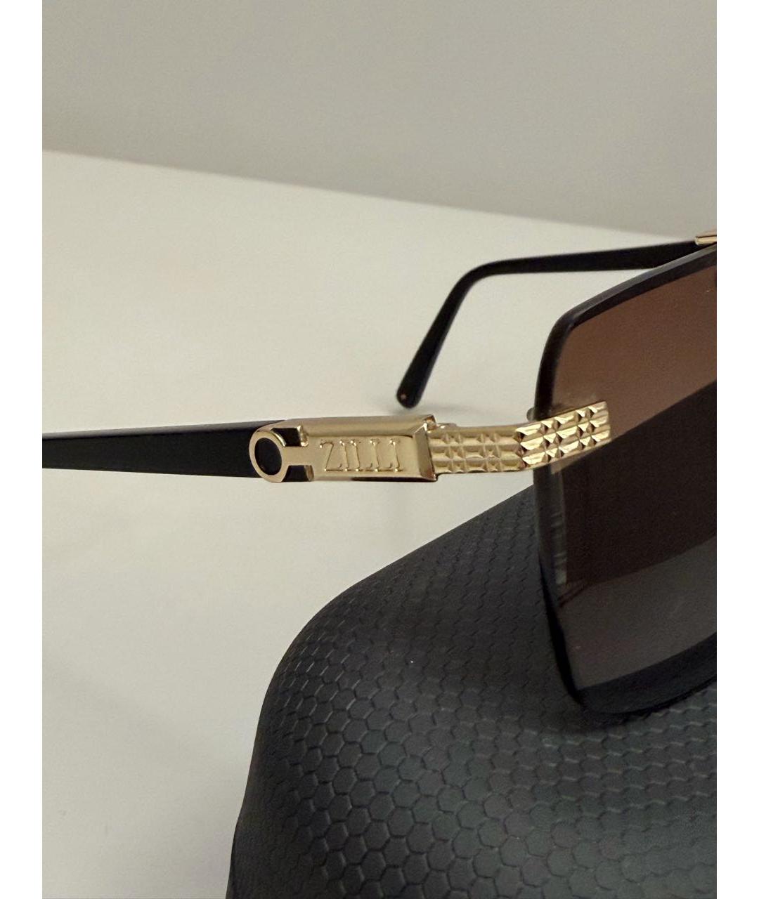 ZILLI Коричневые металлические солнцезащитные очки, фото 7