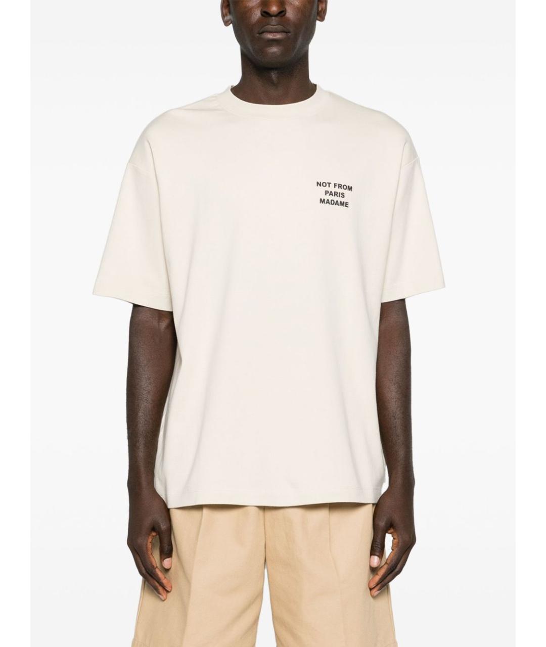 Drole de Monsieur Бежевая хлопковая футболка, фото 3