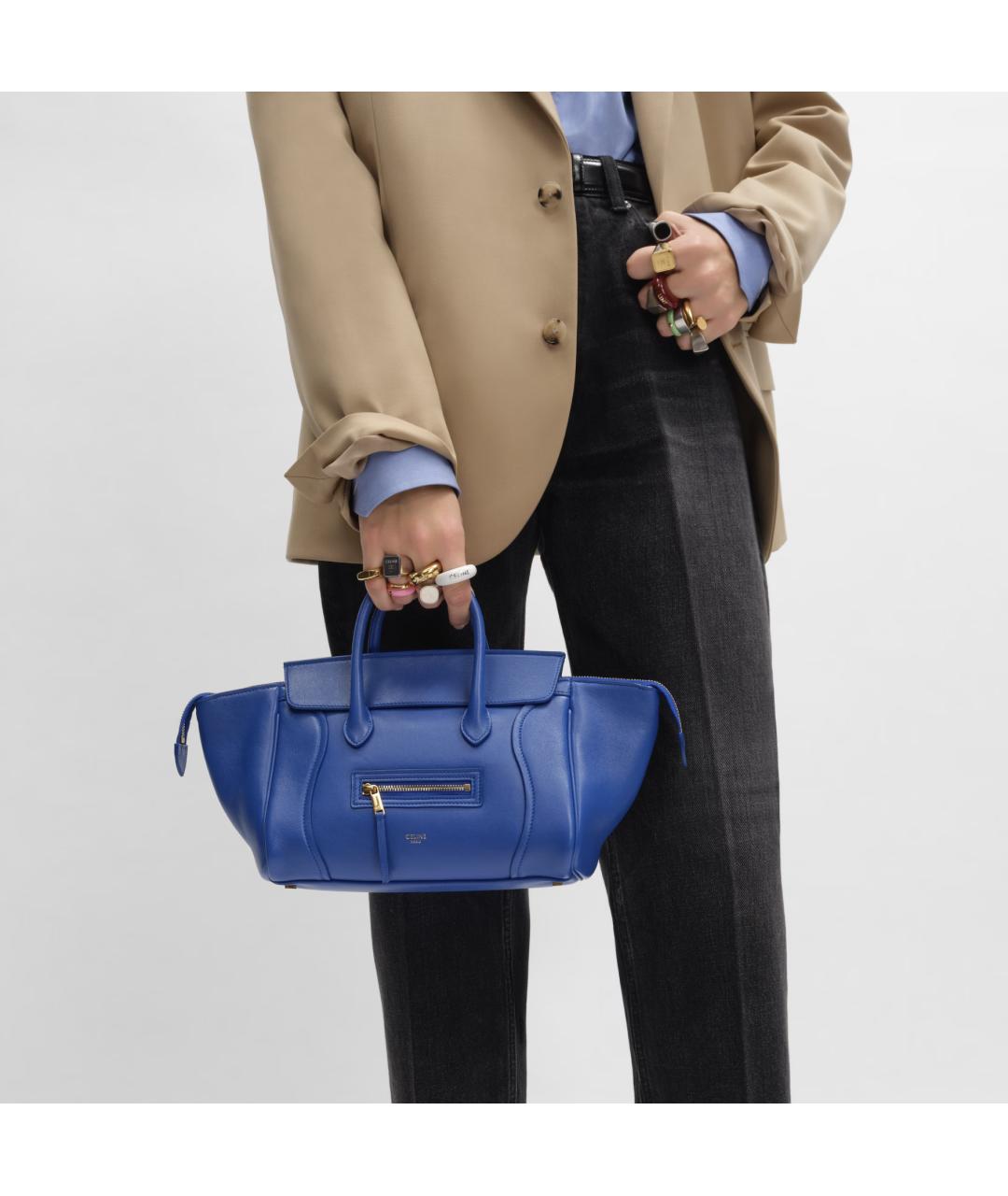 CELINE Синяя кожаная сумка тоут, фото 6