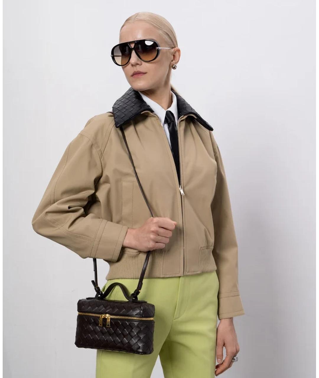 BOTTEGA VENETA Коричневая кожаная сумка через плечо, фото 3