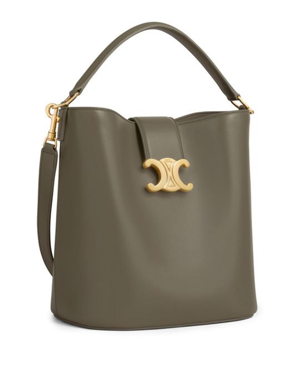 CELINE Хаки кожаная сумка через плечо, фото 2