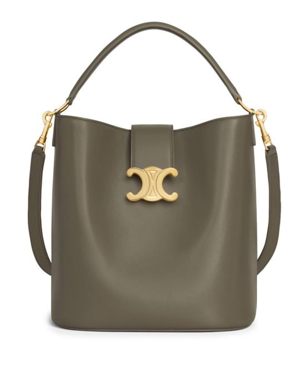 CELINE Хаки кожаная сумка через плечо, фото 1