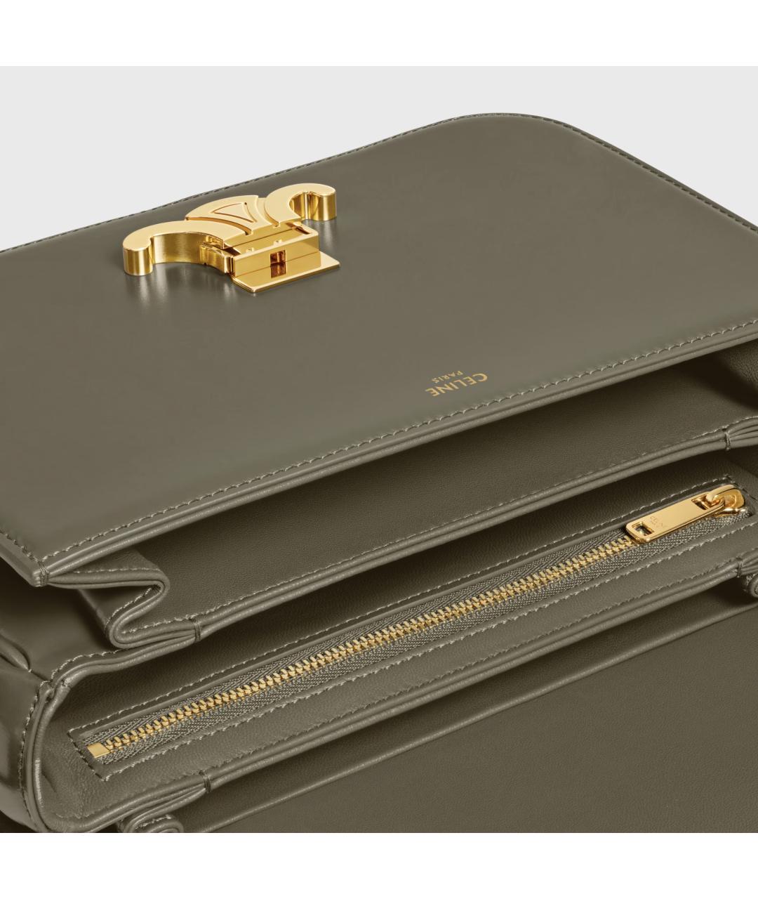CELINE Хаки кожаная сумка через плечо, фото 4