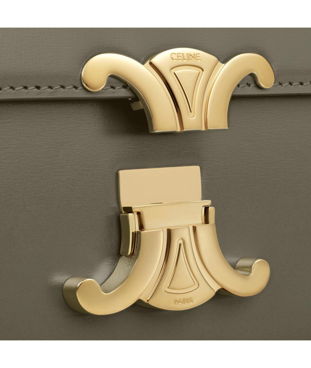 CELINE Хаки кожаная сумка через плечо, фото 5