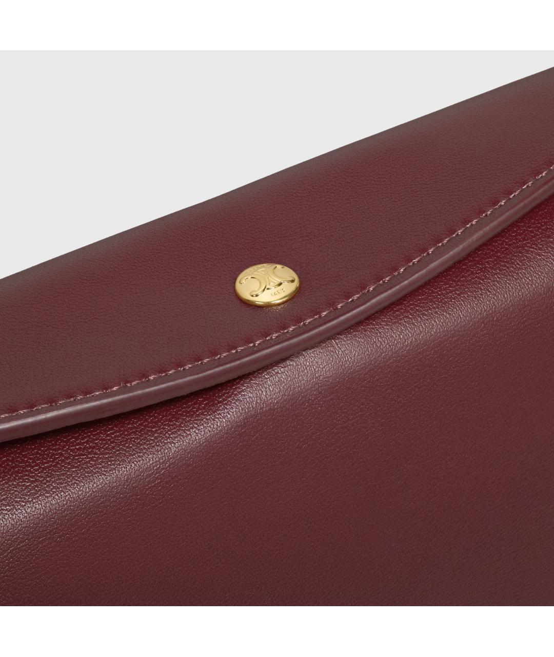 CELINE Бордовая кожаная сумка через плечо, фото 5