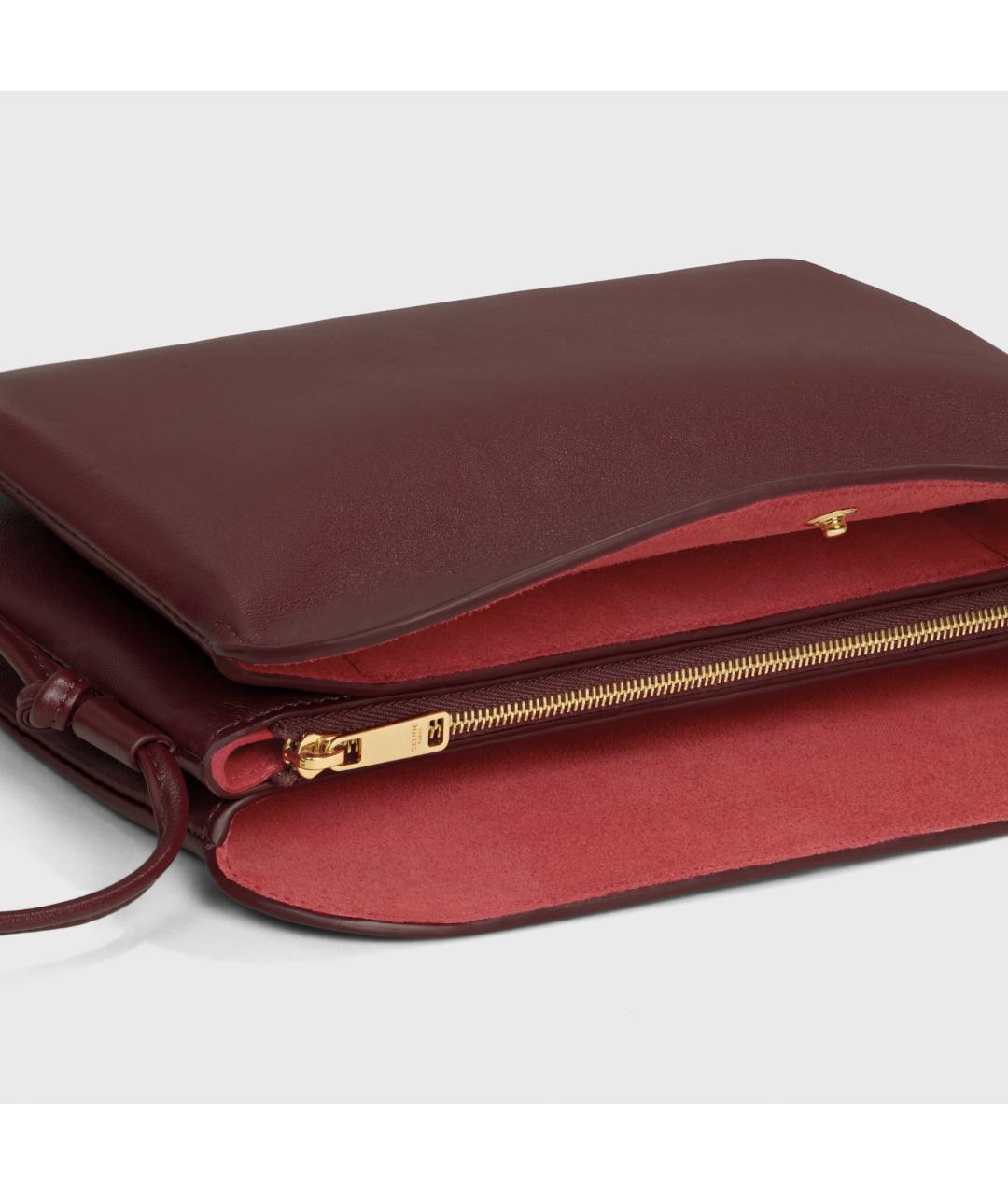 CELINE Бордовая кожаная сумка через плечо, фото 4