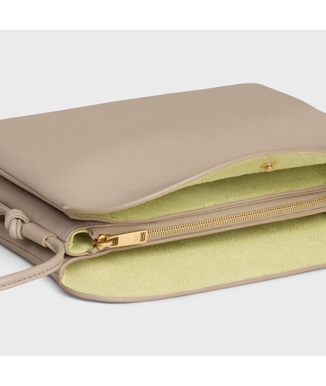 CELINE Бежевая кожаная сумка через плечо, фото 4