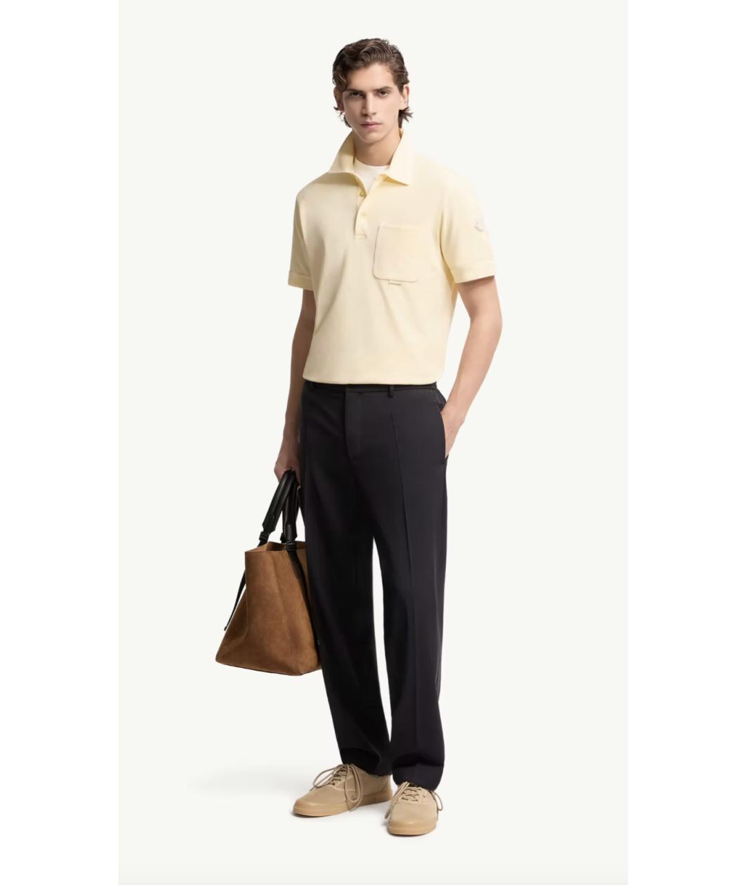 MONCLER Желтое хлопковое поло с коротким рукавом, фото 2