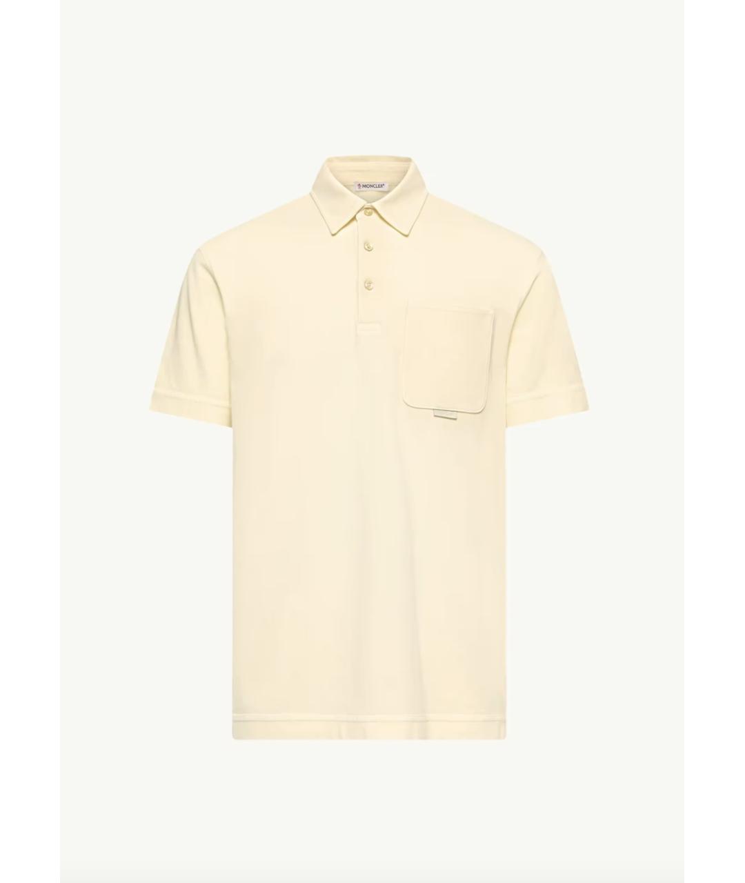 MONCLER Желтое хлопковое поло с коротким рукавом, фото 6