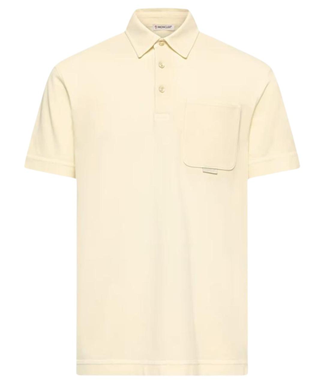 MONCLER Желтое хлопковое поло с коротким рукавом, фото 1