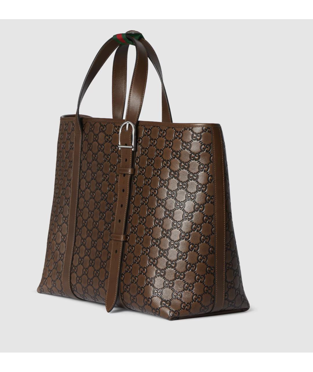 GUCCI Коричневая кожаная сумка тоут, фото 2