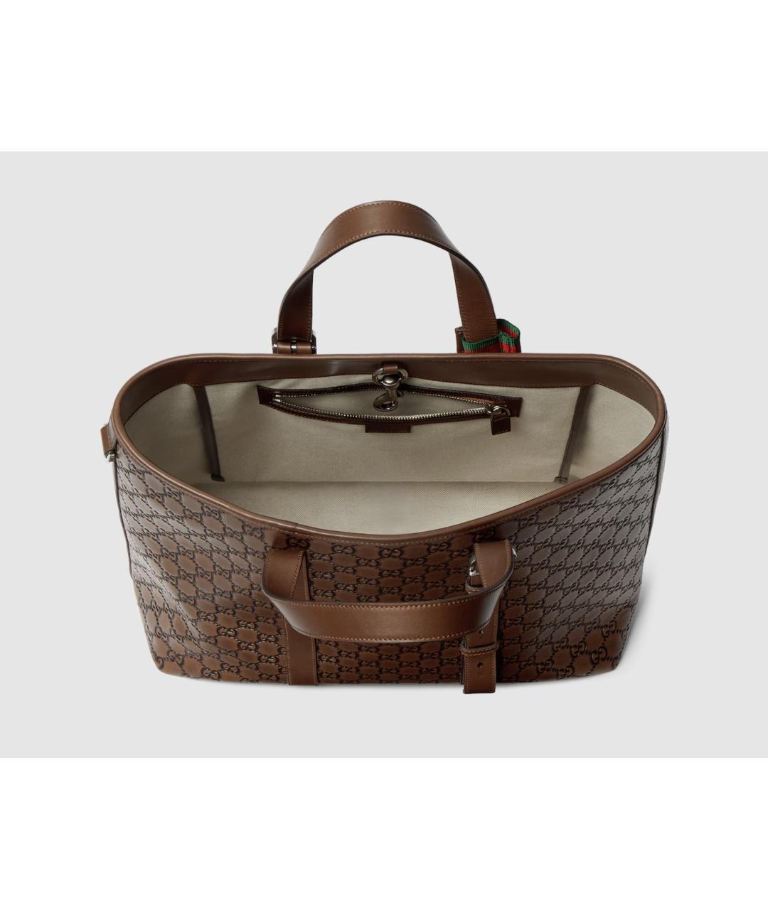 GUCCI Коричневая кожаная сумка тоут, фото 6