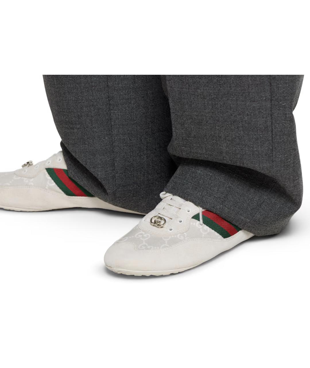 GUCCI Белые текстильные кроссовки, фото 4