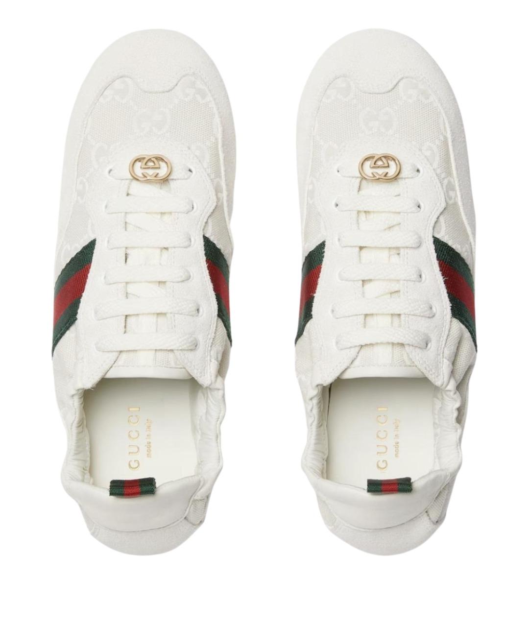 GUCCI Белые текстильные кроссовки, фото 7