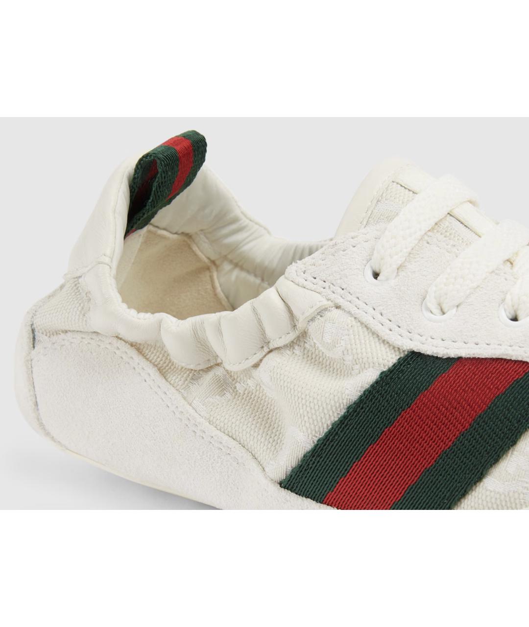 GUCCI Белые текстильные кроссовки, фото 5