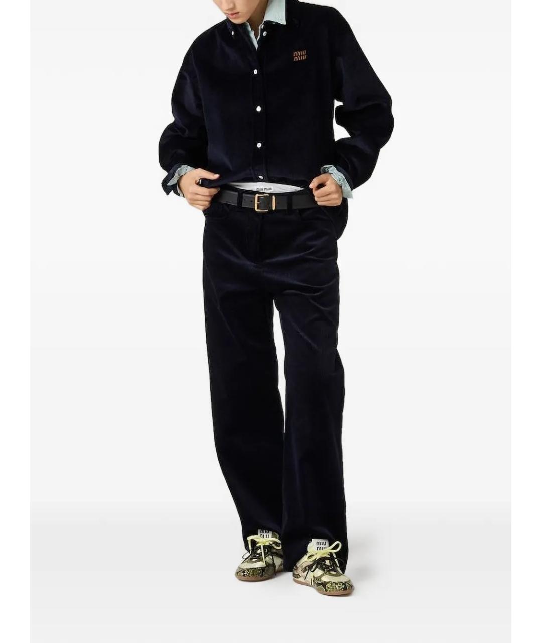 MIU MIU Темно-синие прямые брюки, фото 2