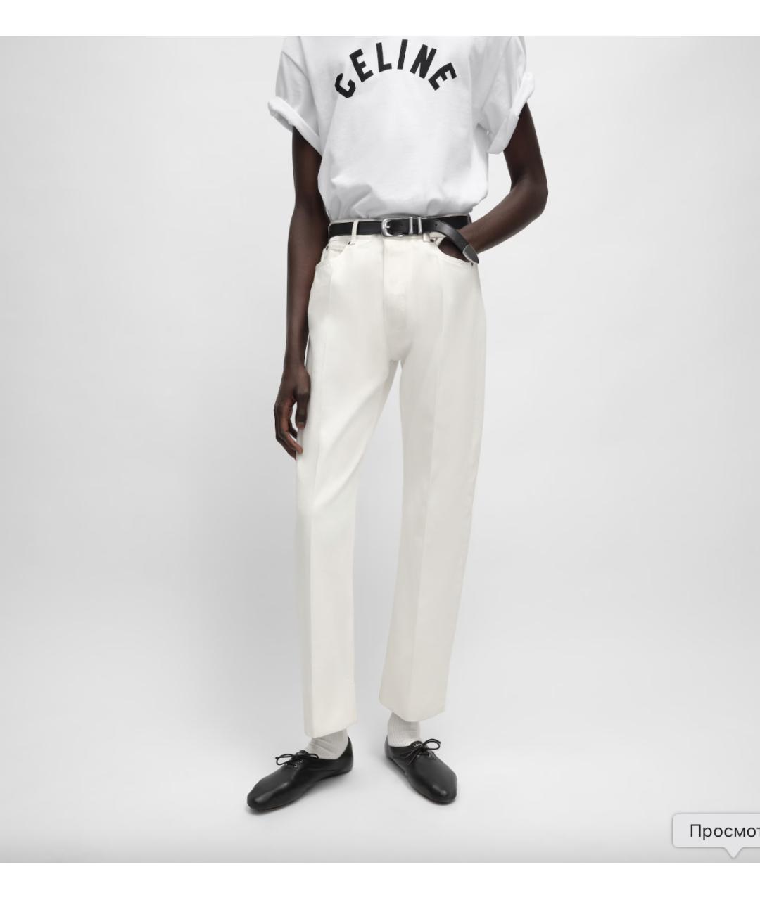CELINE Белые хлопковые прямые джинсы, фото 2