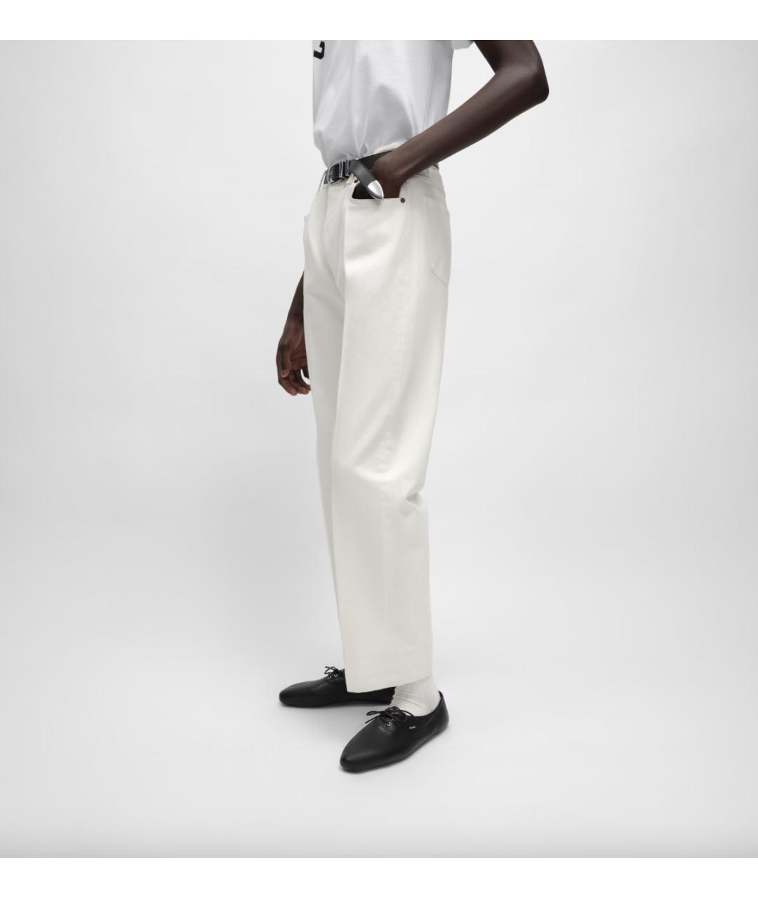 CELINE Белые хлопковые прямые джинсы, фото 3