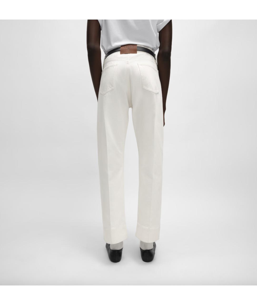 CELINE Белые хлопковые прямые джинсы, фото 4