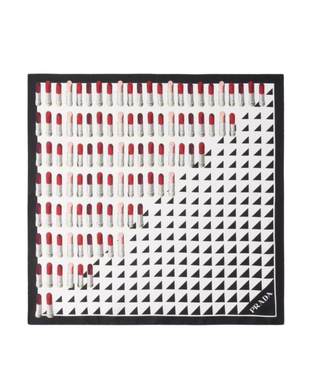 PRADA Белый шелковый шарф, фото 1